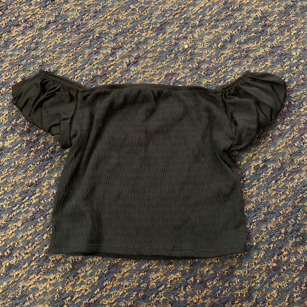 Black cropped off the shoulder top
